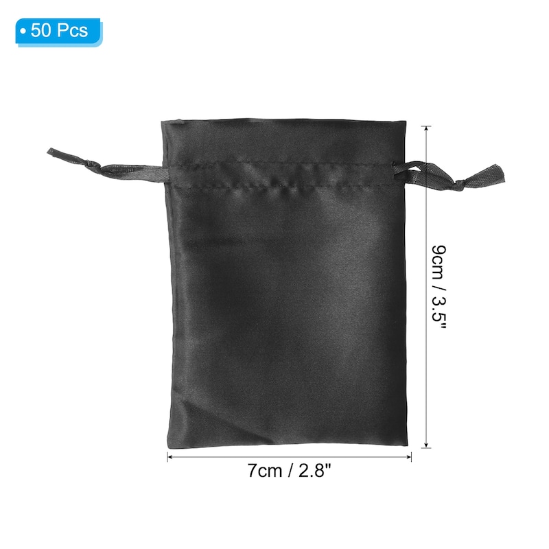 50Pcs 3"x4" Satin Bags Wedding Favor Bags Drawstring Gift Bags - Black