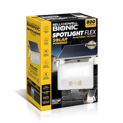 Bell + Howell Bionic Spotlight Flex Pro 800 Lumens Solar Powered Motion Sensor Outdoor Security Light - 7"H x 5"W
