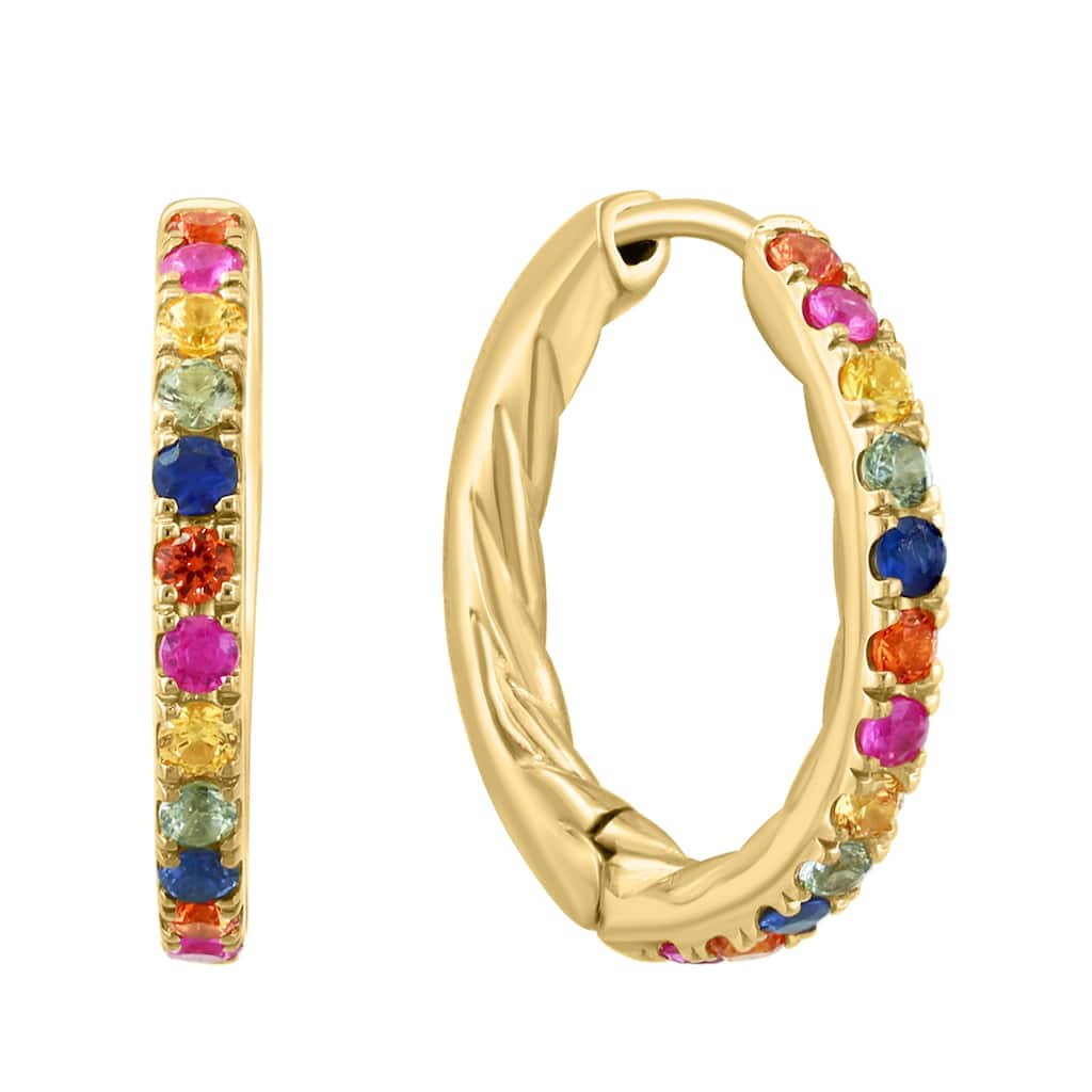 Effy Gold over 925 Sterling Silver Multi Sapphire Earrings
