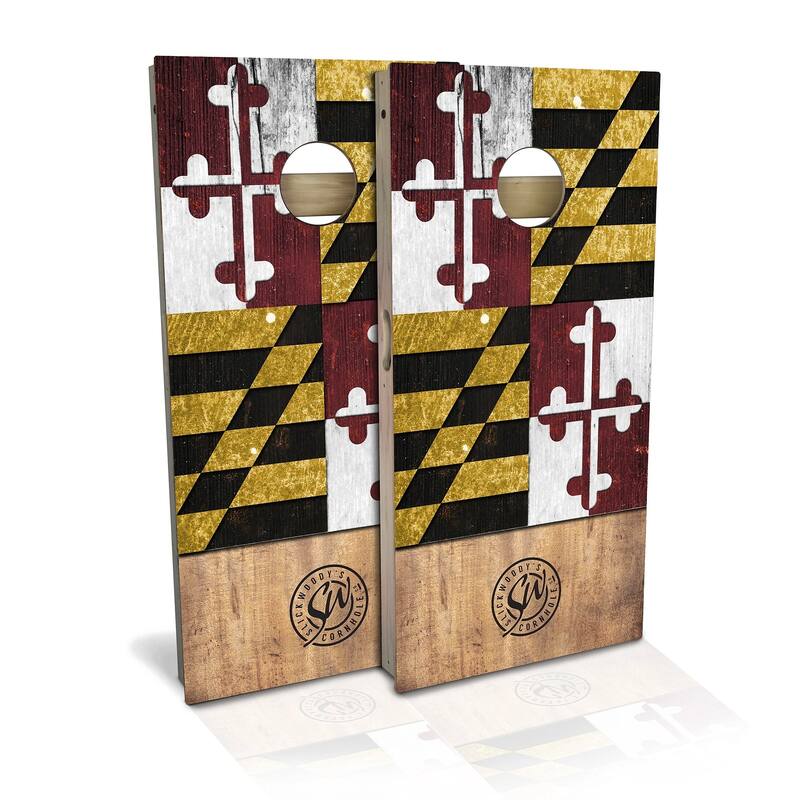 Maryland Flag Outdoor Cornhole Board Set - Backyard 2x4 - Include ALL Accessories