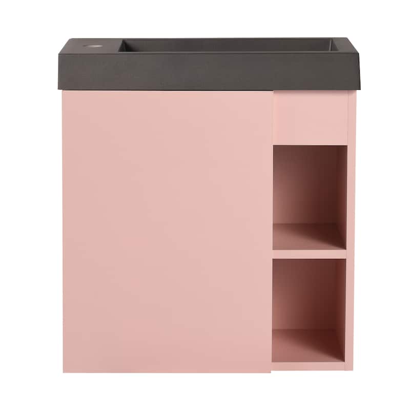 20" Floating Bathroom Vanity with Soft-Close Door and Resin Sink, Space-Saving Wall-Mounted Design