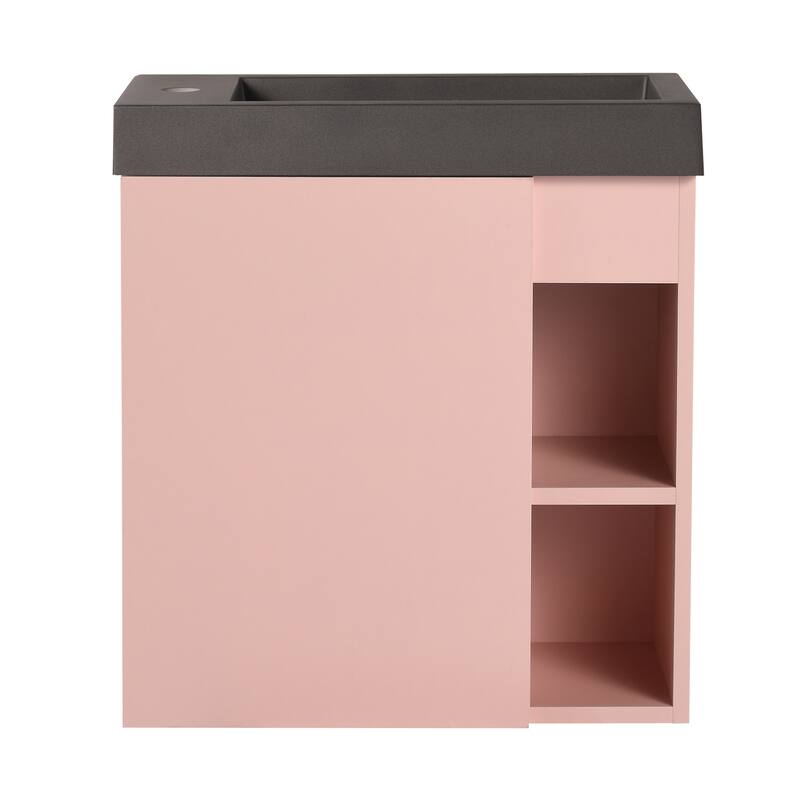 GDFStudio - Milo Modern Wall-Mounted Bathroom Vanity with White Resin Sink and Soft-Close Cabinet Door