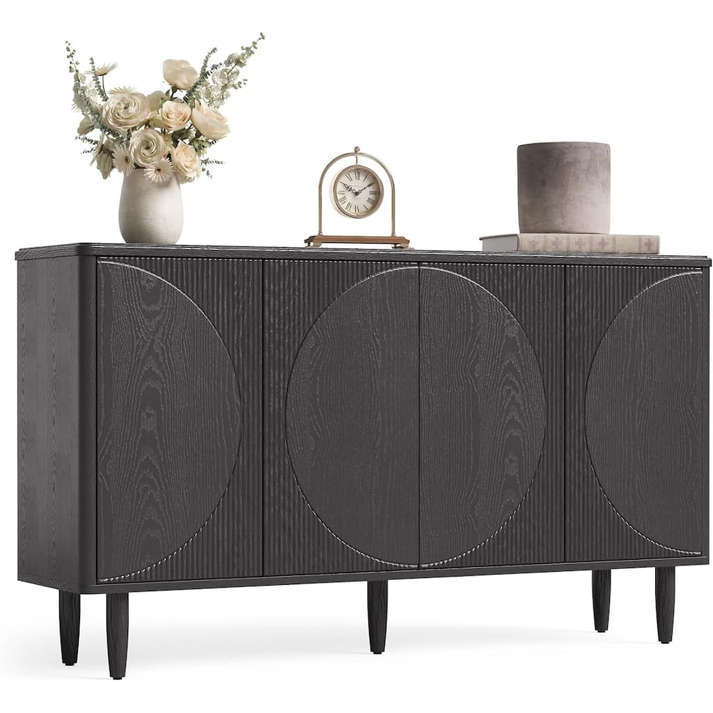Walnut Kitchen Pantry Cabinet with 6-Tier Storage Shelves and Metal Handle - 59.44”L x 14.17”W x 33.85”H