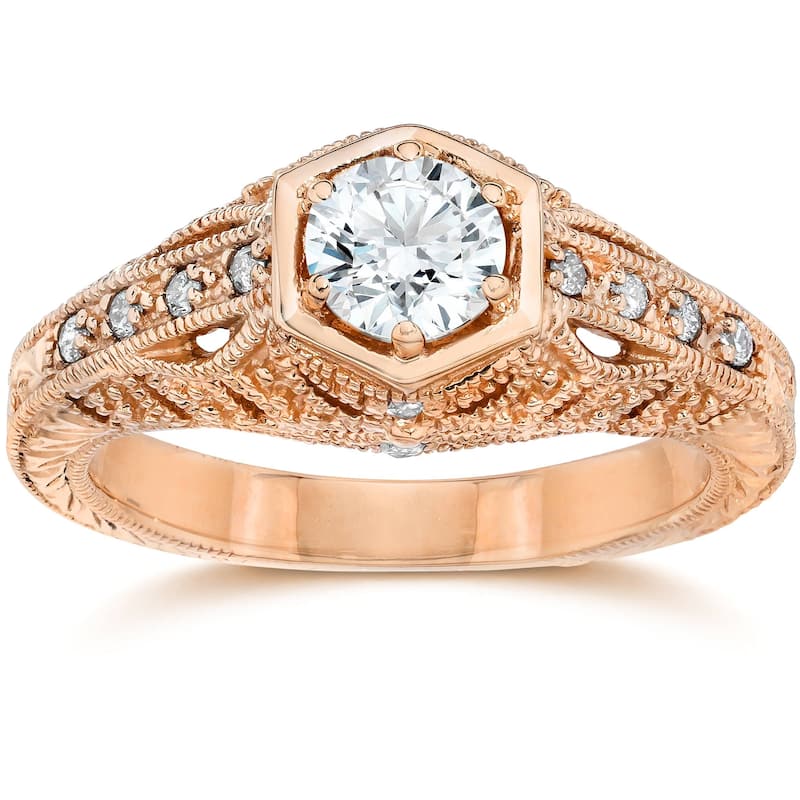 Emery .70Ct Vintage Diamond Antique Engagement Rose Gold