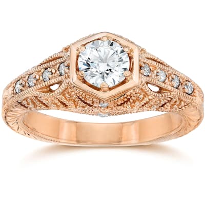 Emery .70Ct Vintage Diamond Antique Engagement Rose Gold