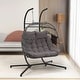 preview thumbnail 8 of 6, EROMMY Hanging Egg Chair with Stand, Foldable Indoor/Outdoor Swing Chair includes Cushion and Pillow, Patio Wicker Swing