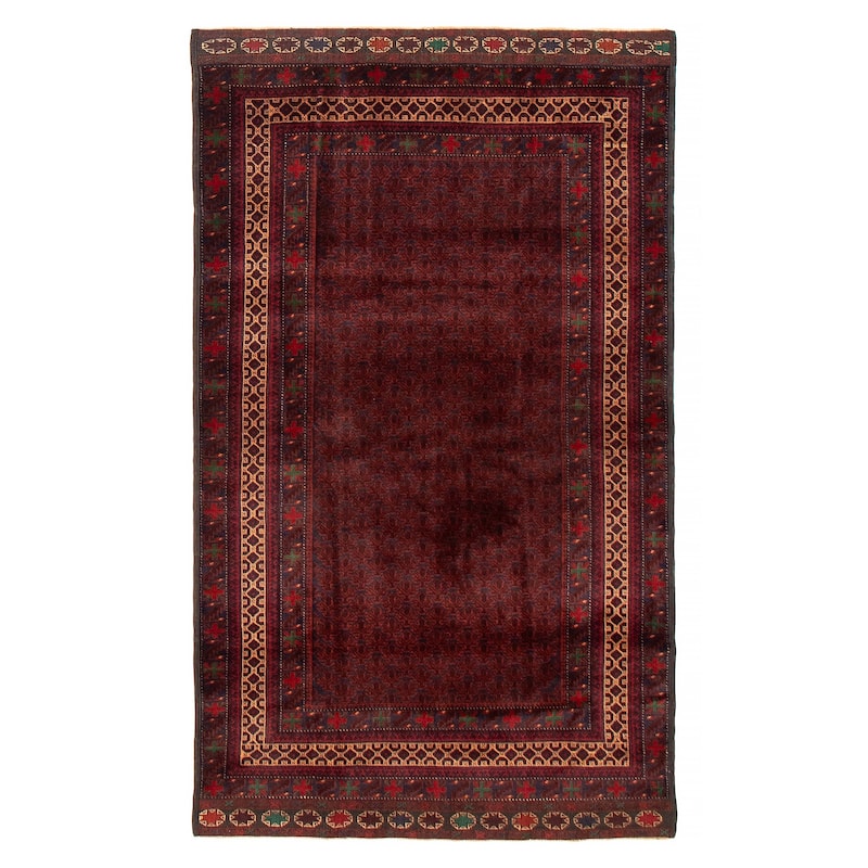 Teimani Red Rug 3'11" x 6'9" - 3'11 x 6'9 - Dark Red - 3'11 x 6'9