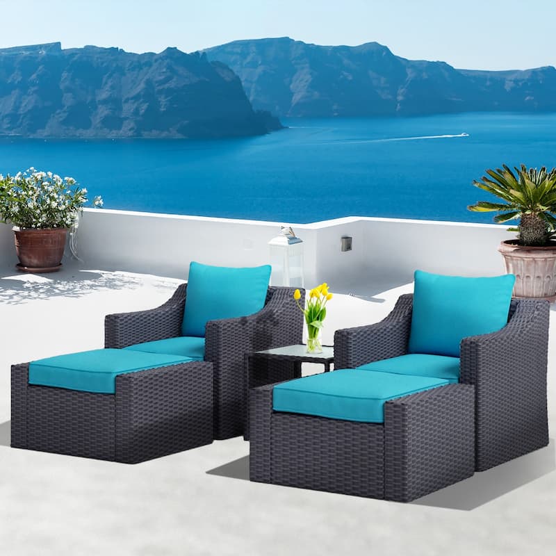 Royalcraft 5 Piece Wicker Outdoor Conversation Set with cushions
