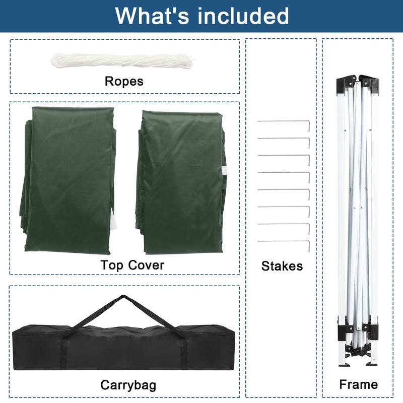 6.5x6.5FT Two Doors & Two Windows Practical Waterproof Right-Angle Folding Tent Green Blue