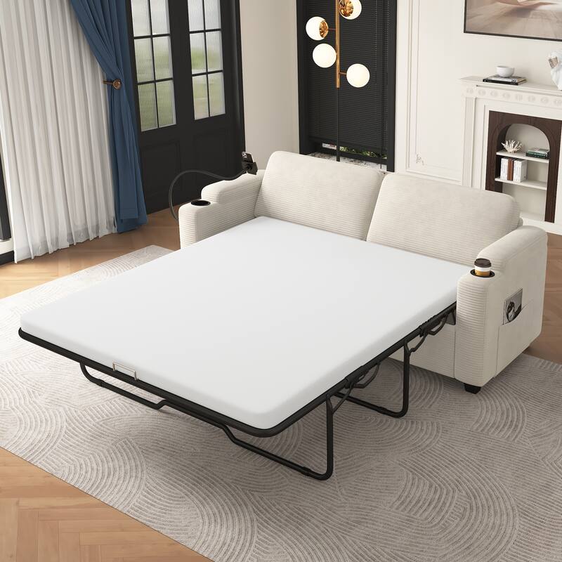 GDFStudio Emily Multifunctional Convertible Corduroy Sleeper Sofa for Small Spaces