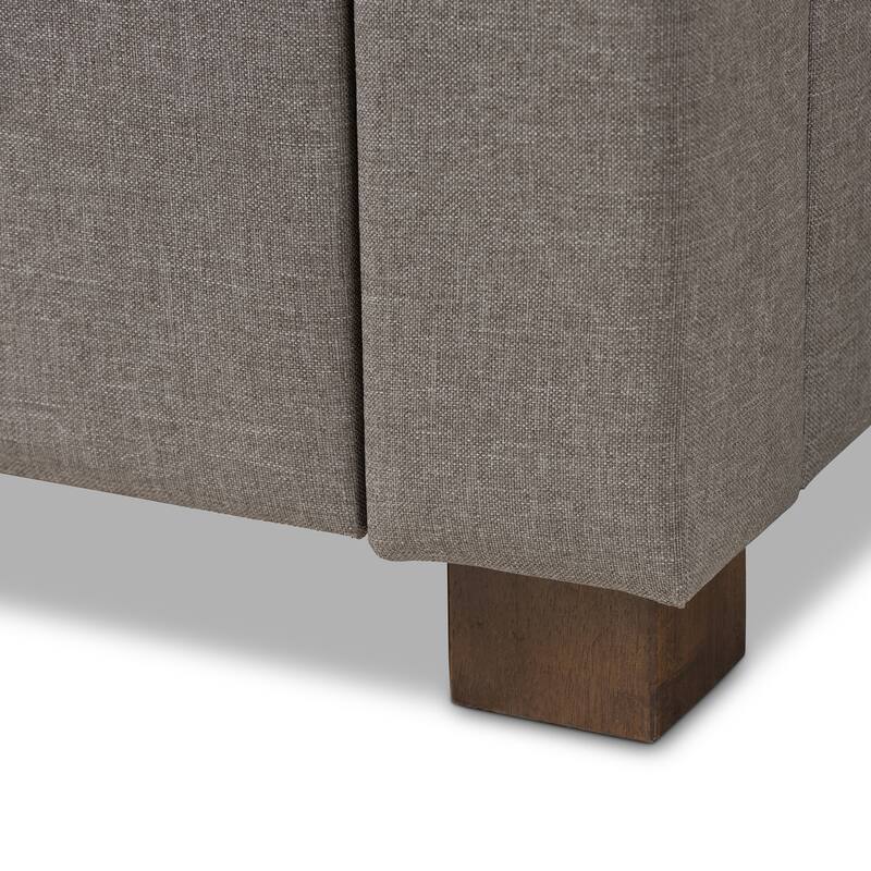 King Size Storage Bed with Headboard - Modern Fabric Upholstered Platform Bed Frame - Grey Bedroom Furniture