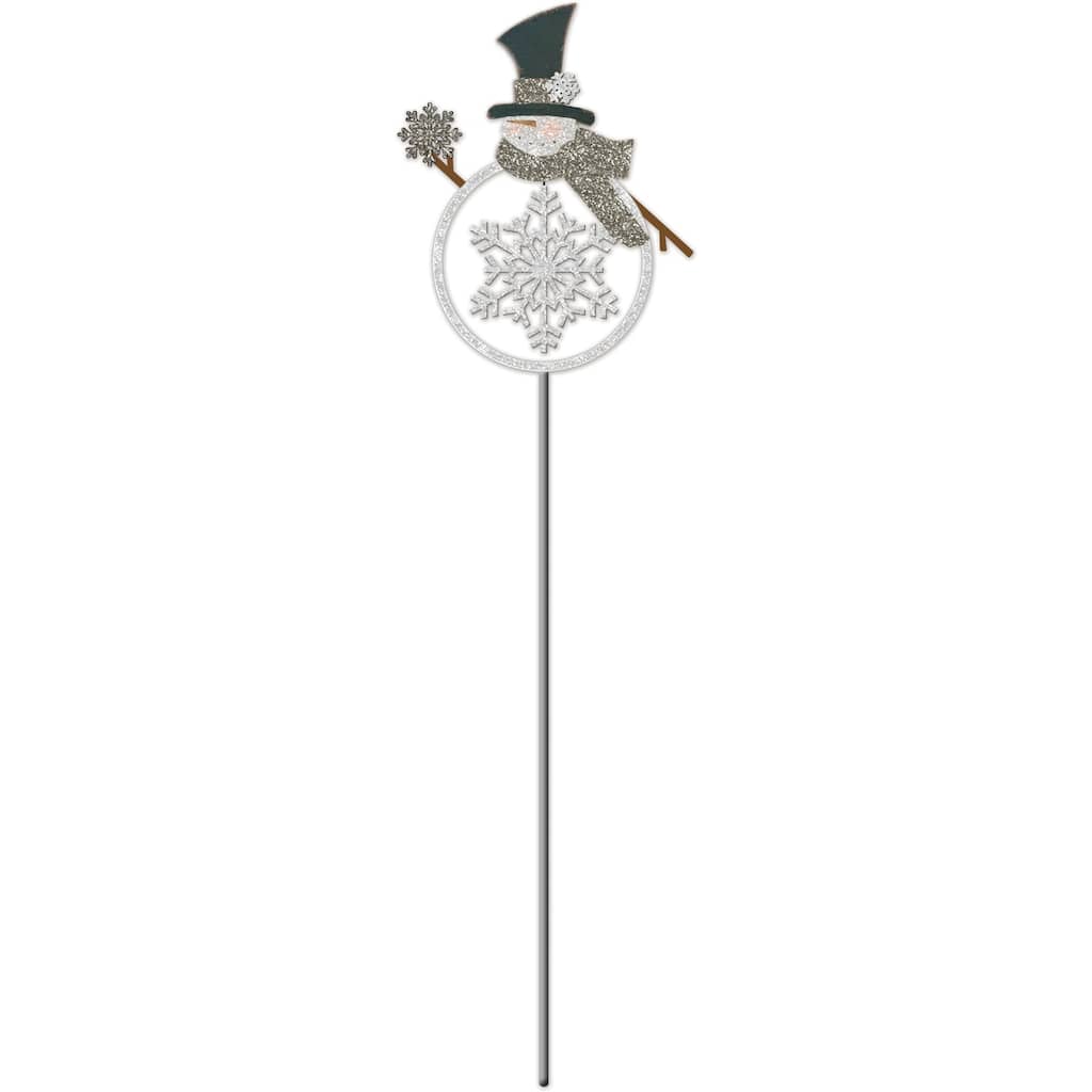 Glitter Snowman Plant Pick -Set of 2