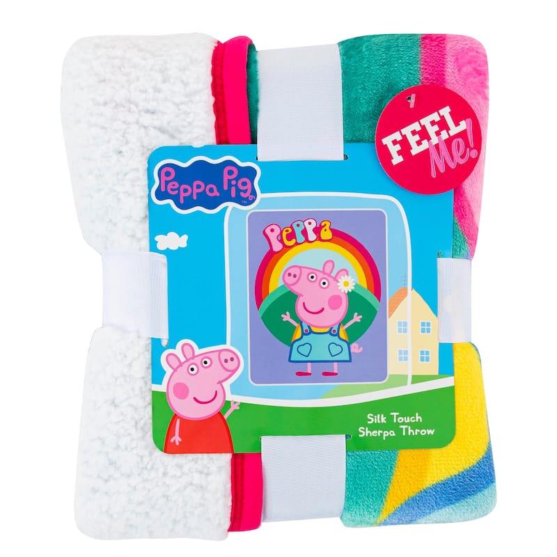Hasbro Peppa Pig Flower Power Silk Touch Sherpa Throw Blanket