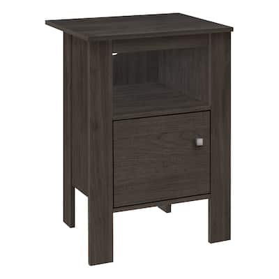 Wood Contemporary Square Nightstand with Shelf and Matte Finish