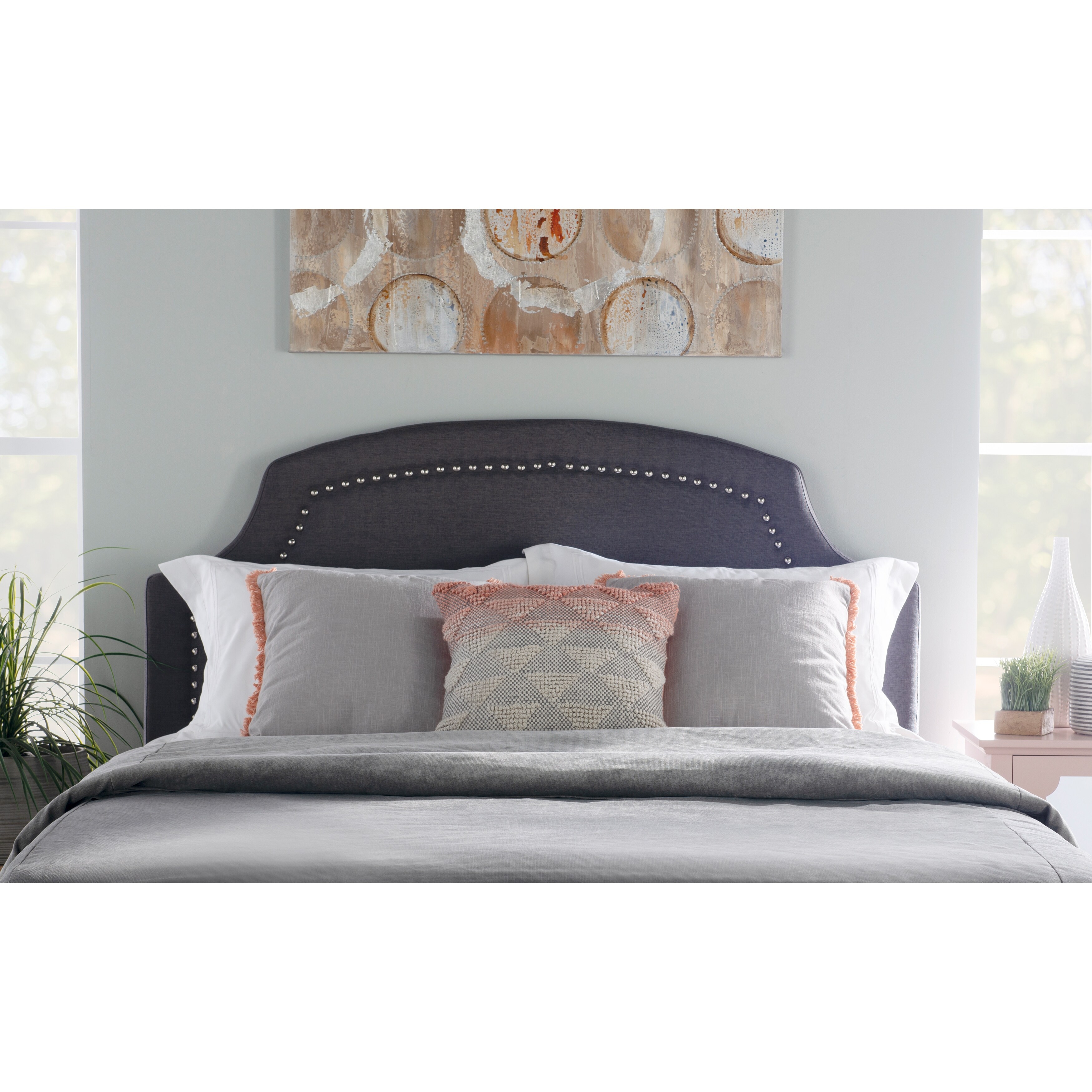 Linon Courtly Dark Grey Linen Headboard Full / Queen Black Full eBay