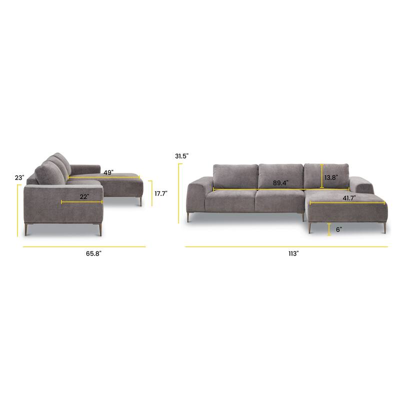 Poly & Bark Rue 113" Fabric Sectional Sofa