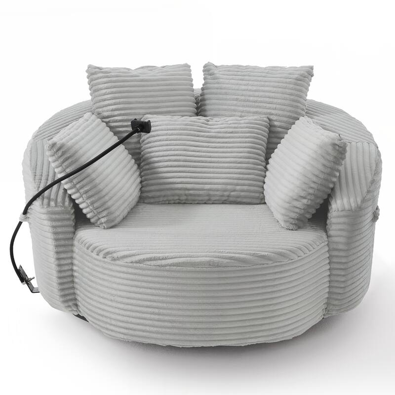 360° Swivel Chair Accent Barrel Chair Corduroy Round Sofa Chair