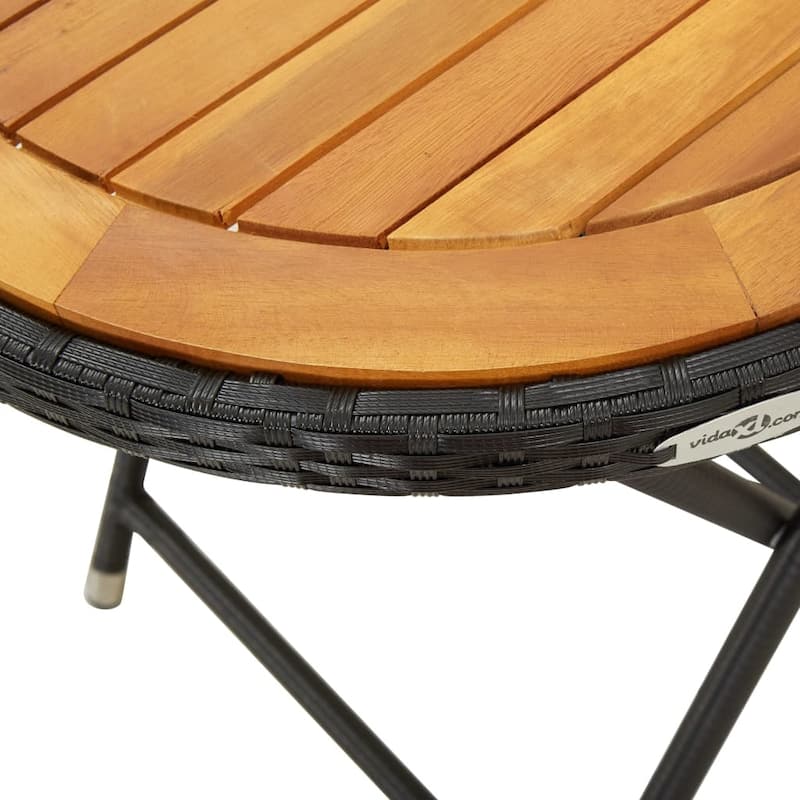 vidaXL Solid Acacia Wood Patio Bistro Set 3 Piece Seat Gray/Gray and Brown