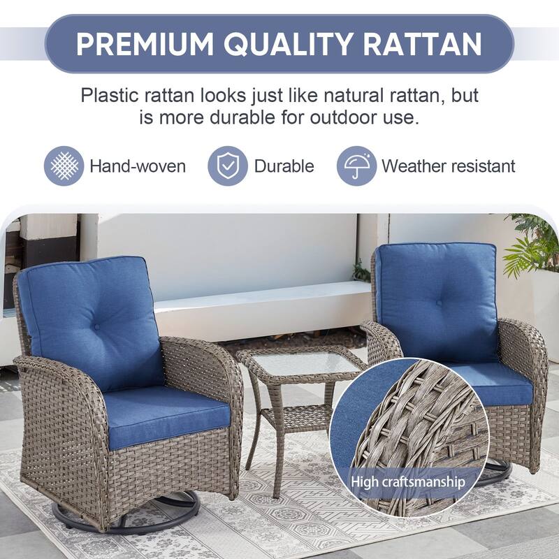 Gymojoy Outdoor Wicker Patio Furniture Sofa Chair Set Weather-Resistant