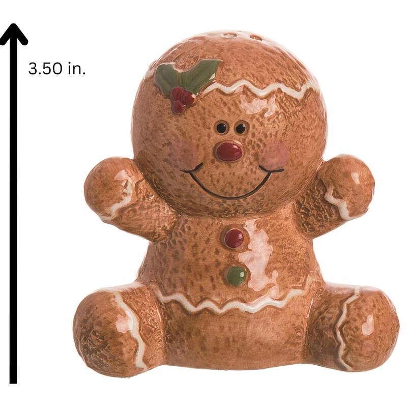 Transpac Ceramic 3.5 in. Christmas Sweet Gingerbread Salt and Pepper Shaker Set of 2