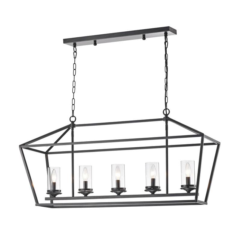 Modern 5-Light Chandelier with Glass Shades - N/A - Antique Copper