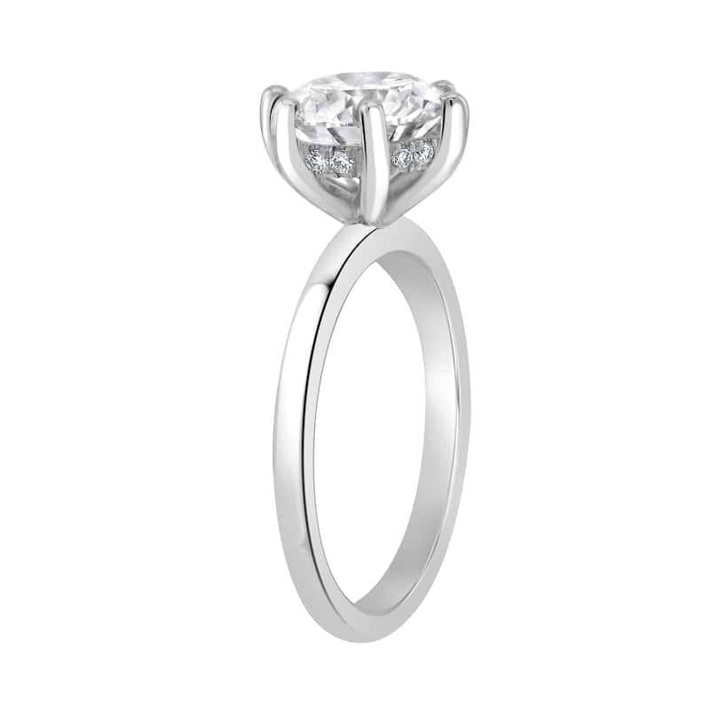 Auriya 14k Gold 7 1/6 ctw Lab grown 6-Prong Round Hidden Halo Diamond Engagement Ring (F-G VS)
