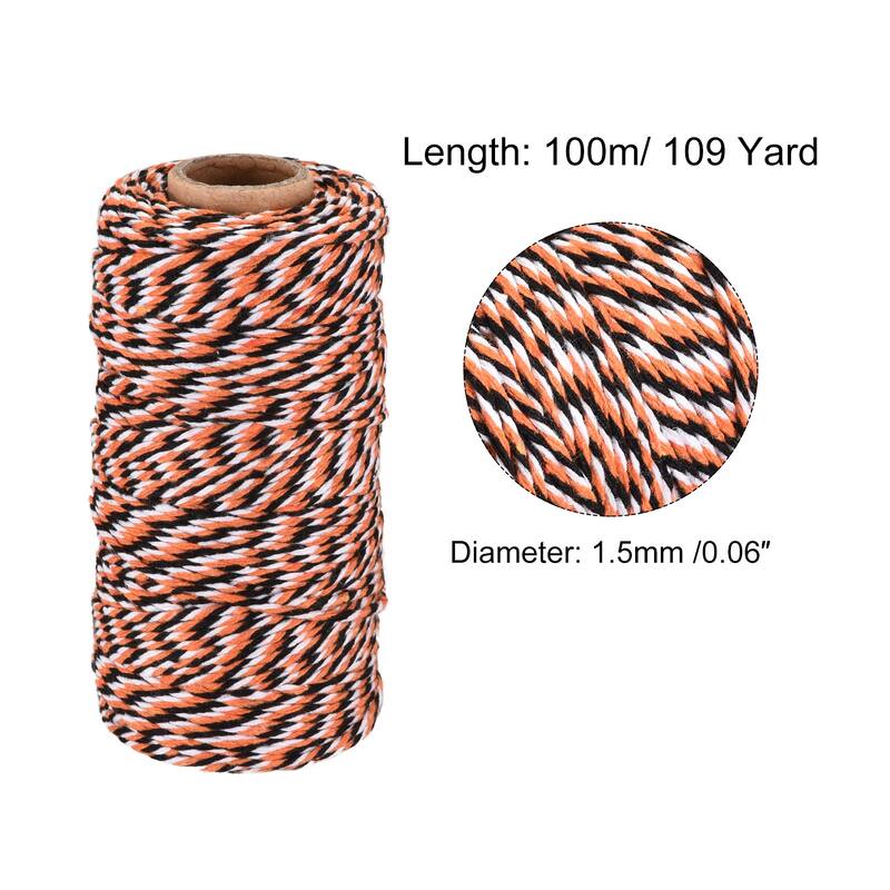 Twine Packing String Wrapping Cotton Twine Ropes for Gift, Christmas - Orange,Black,White