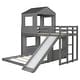 preview thumbnail 10 of 47, Playhouse-inspired Style Twin over Full Wooden Bunk Bed,Loft Bed with Playhouse,Farmhouse, Ladder, Slide and Guardrails
