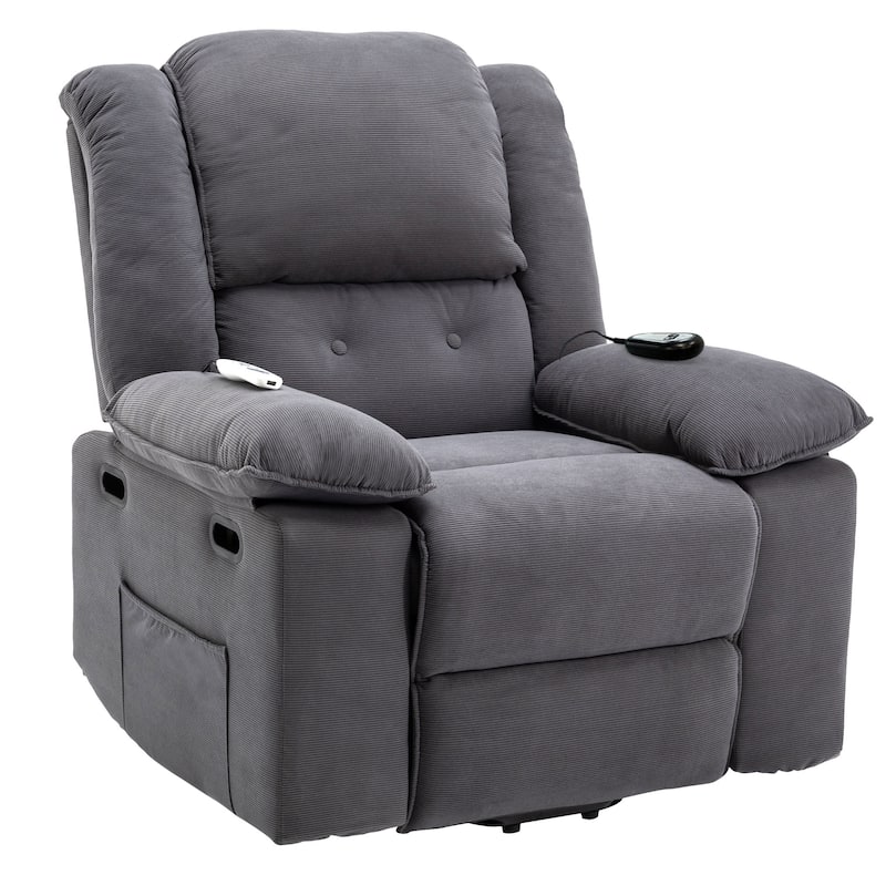 Power Lift Recliner Chair with Massage & Heating Function, Ergonomic Single Lounge Sofa, Recliner Chair with Side Pockets