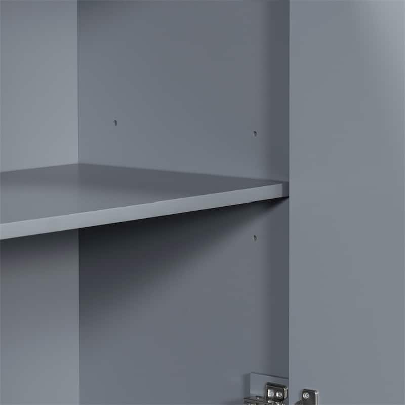 Wood 4-Door Cabinet with Metal Legs