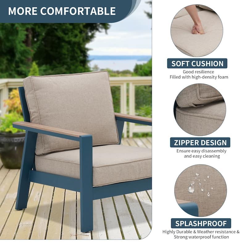 Zenova Aluminum Outdoor Sofa, Patio Sofa Sets, Patio Sectional Sofa Couch