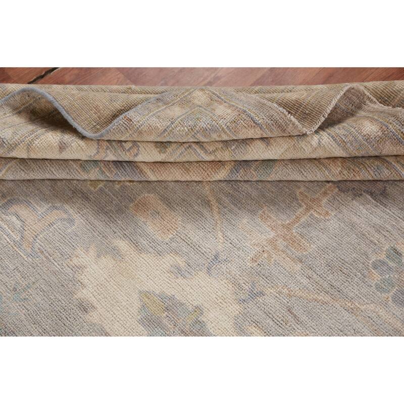 Hand Knotted Oriental 100% Wool Carpet Transitional All-Over Greys & Charcoal Oushak Area Rug - 9' 9'' X 8' 1''