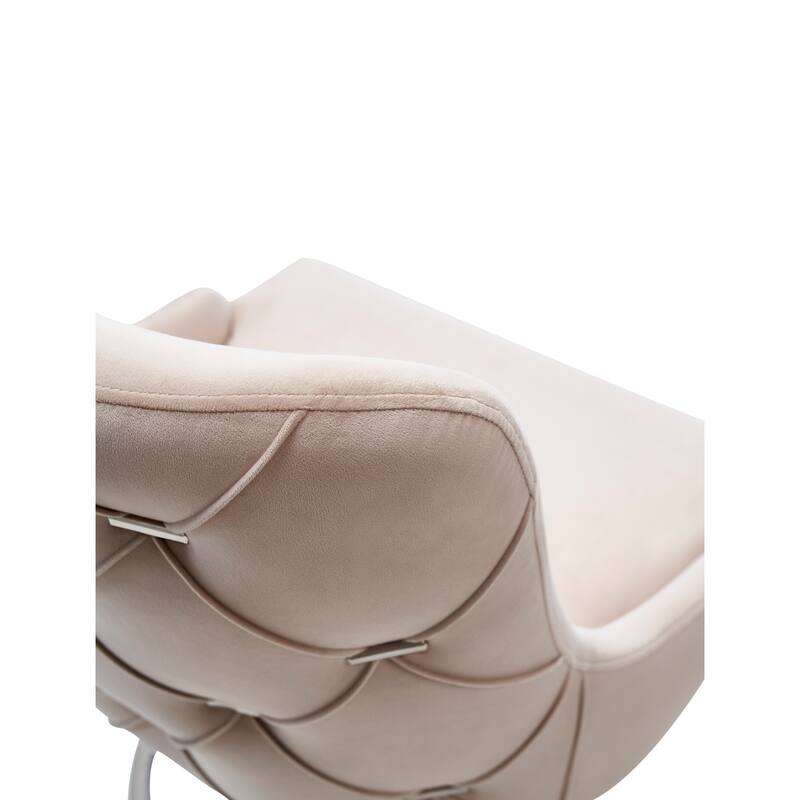 Modrest Daria Modern Beige Velvet and Stainless Steel Dining Chair Set of 2