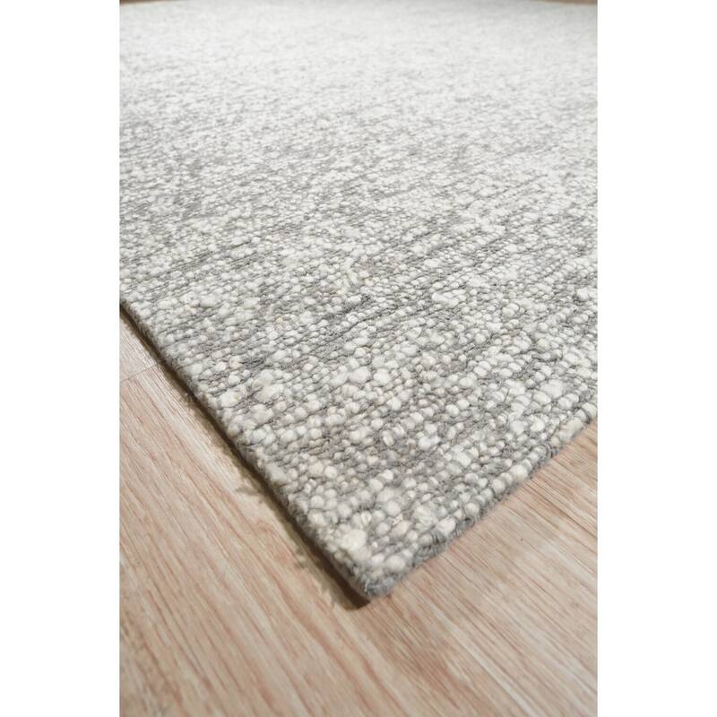 Hand-Knotted Wool Plush Flatweave Loom Rug, 6' x 9', Silver Area Rug, Soft Luxury for Modern Living Spaces - L