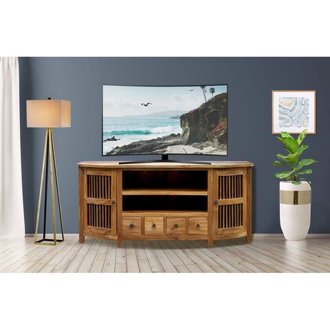 Chic Teak Waxed Teak Wood Belize Buffet / Entertainment Center