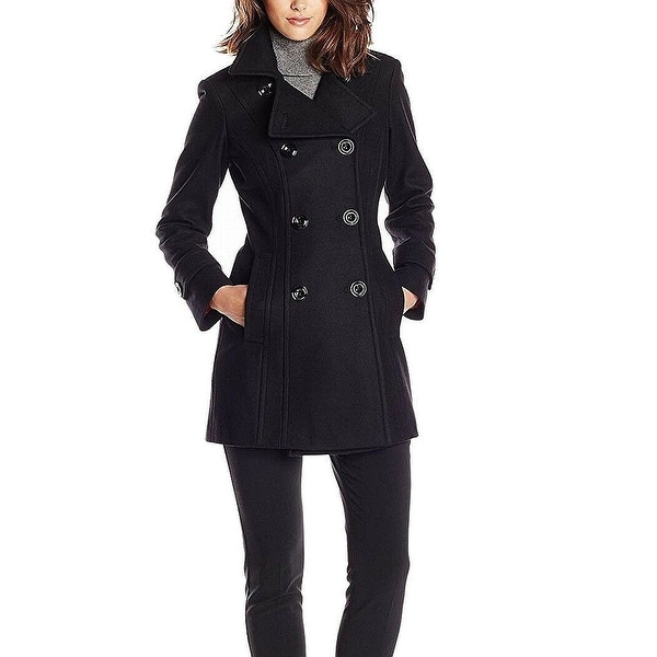 Anne Klein Womens Peacoat Black Medium M Double Breasted Notch Lapel
