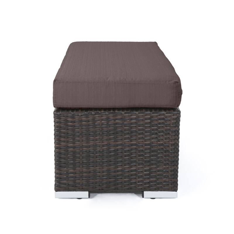 Santa Rosa Outdoor Wicker Bench with Cushion by Christopher Knight Home