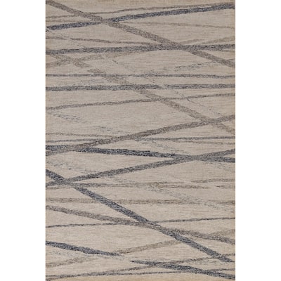 Modern Indian Area Rug Handmade Contemporary Wool Carpet - 5'3" x 7'7"