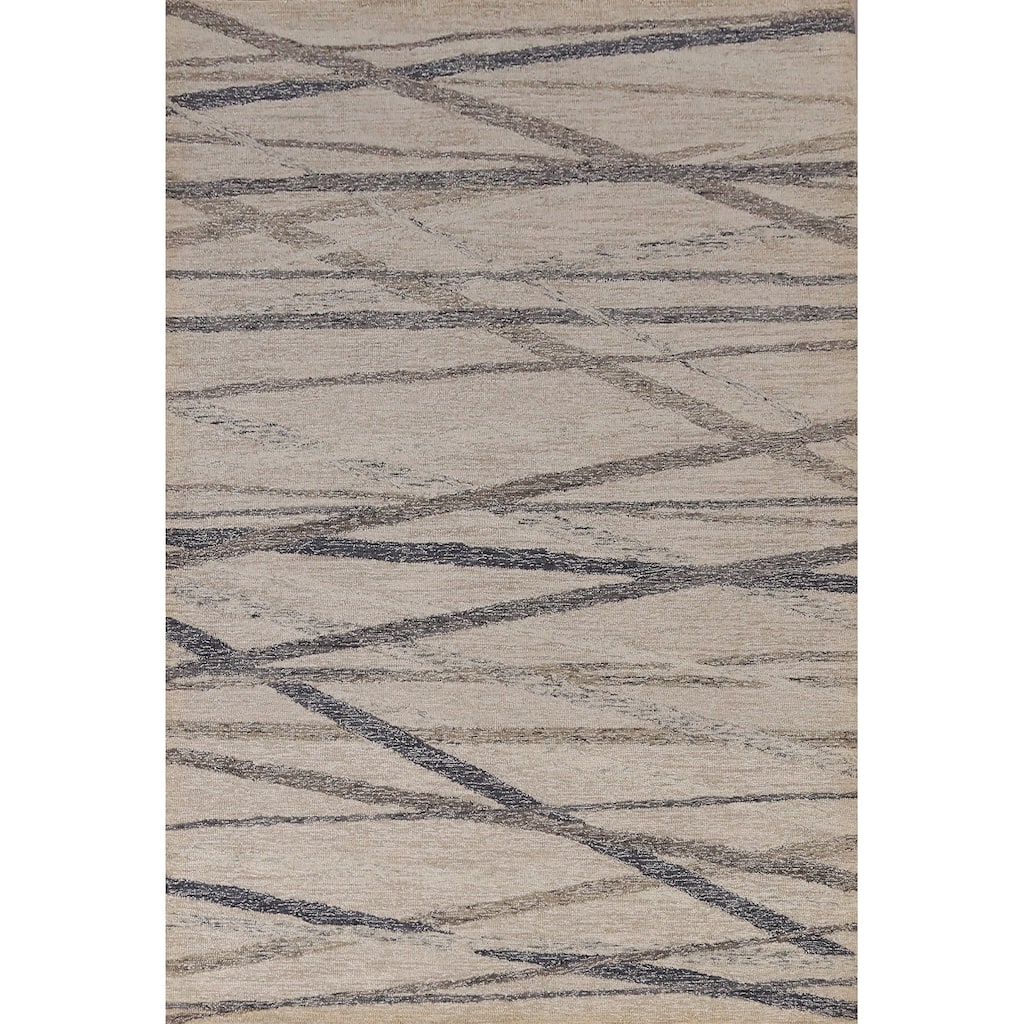 Modern Indian Area Rug Handmade Contemporary Wool Carpet - 5'3" x 7'7"