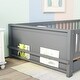 preview thumbnail 19 of 66, Twin Size Floor Bed Frame for Kids Bed with Fence Guardrails Endbed Storage Splint Platform Bed - Available with or without Door