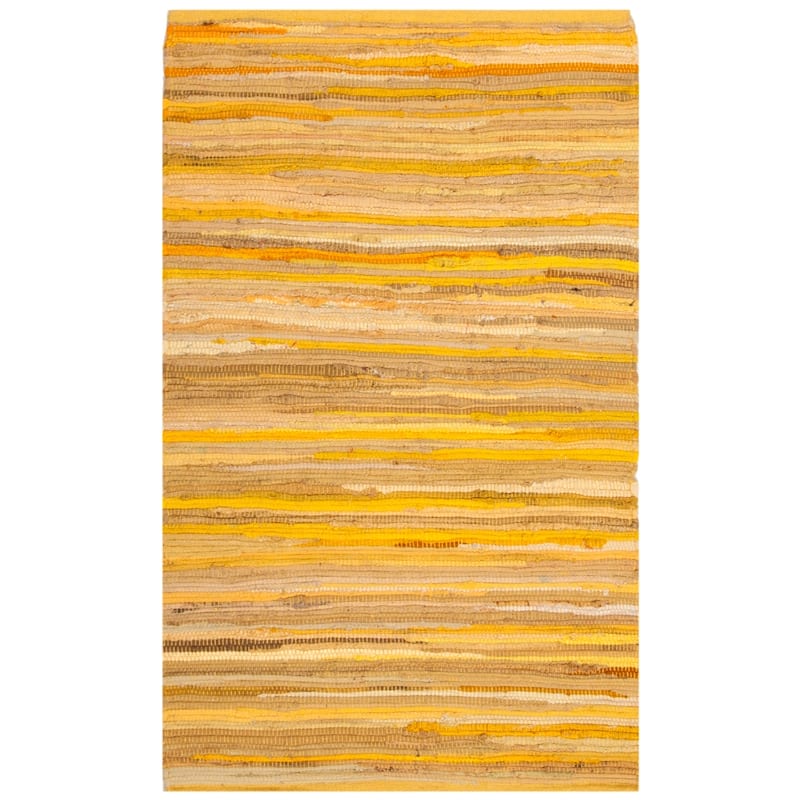 SAFAVIEH Handmade Rag Rug Sevim Casual Stripe Cotton Rug - 2'6" x 4' - Yellow/Multi - Rectangle