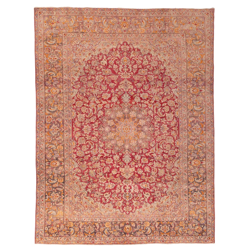 ECARPETGALLERY Hand-knotted Antalya Vintage Burgundy Wool Rug - 9'9 x 12'10