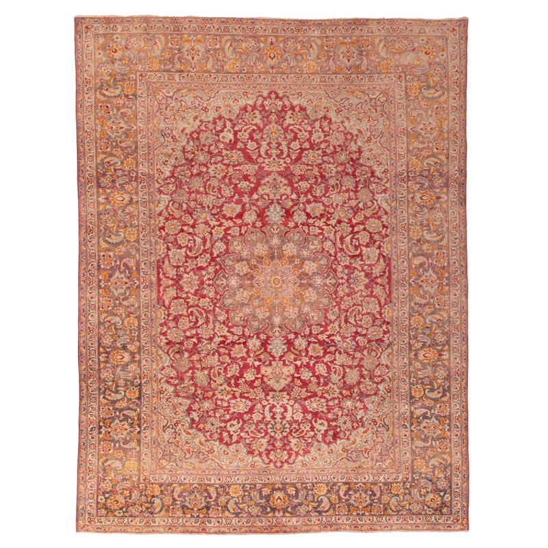 ECARPETGALLERY Hand-knotted Antalya Vintage Burgundy Wool Rug - 9'9 x 12'10