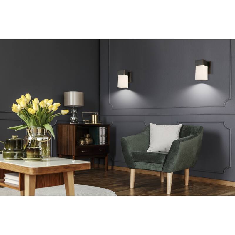 Eglo Ciara Springs 1-Light Oil Rubbed Bronze Wall Light with Frosted Glass - Oil Rubbed Bronze