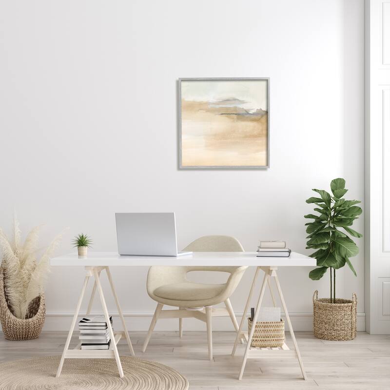 Stupell Cinnamon Shores Abstract Landscape Soft Neutral Tones Framed Wall Art - Tan