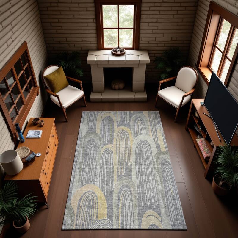 Premium Washable Super Soft Contemporary Imprints Mayfield Rug - Gray - 3' x 5'