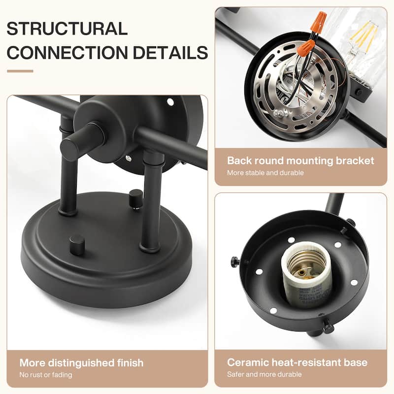 3-Light Bathroom Vanity Light with Seeded Glass Shades - 19.7'' W × 5.9'' D × 7.5'' H