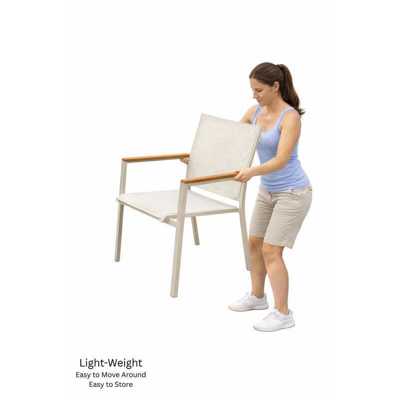 Como White 7-Piece Aluminum Outdoor Dining Set with Sling Set in White - N/A