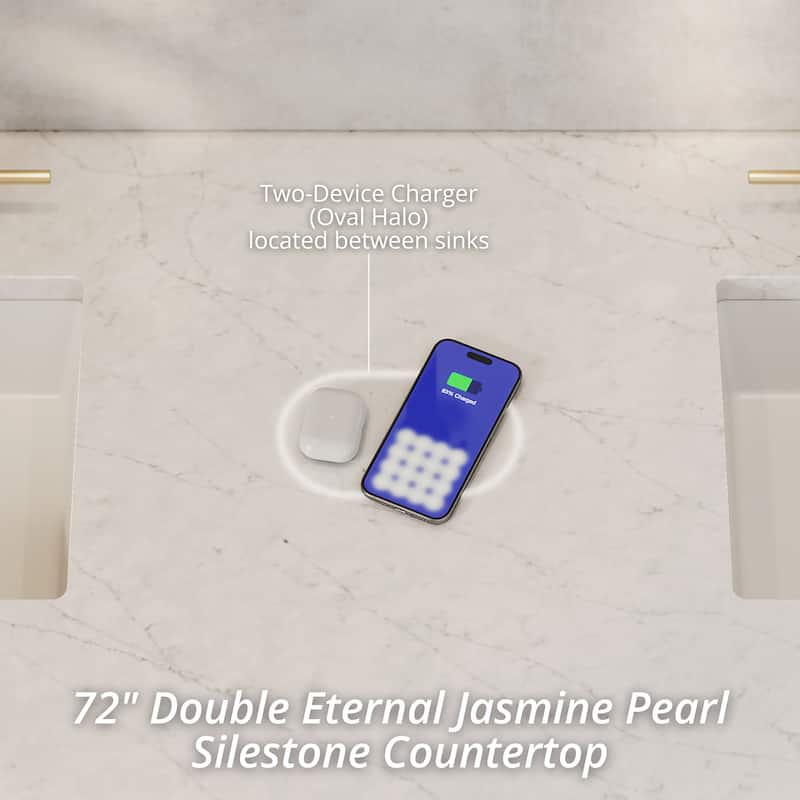 Chicago 72" Double Vanity, Smokey Celadon, w/FreePower Wireless Charger