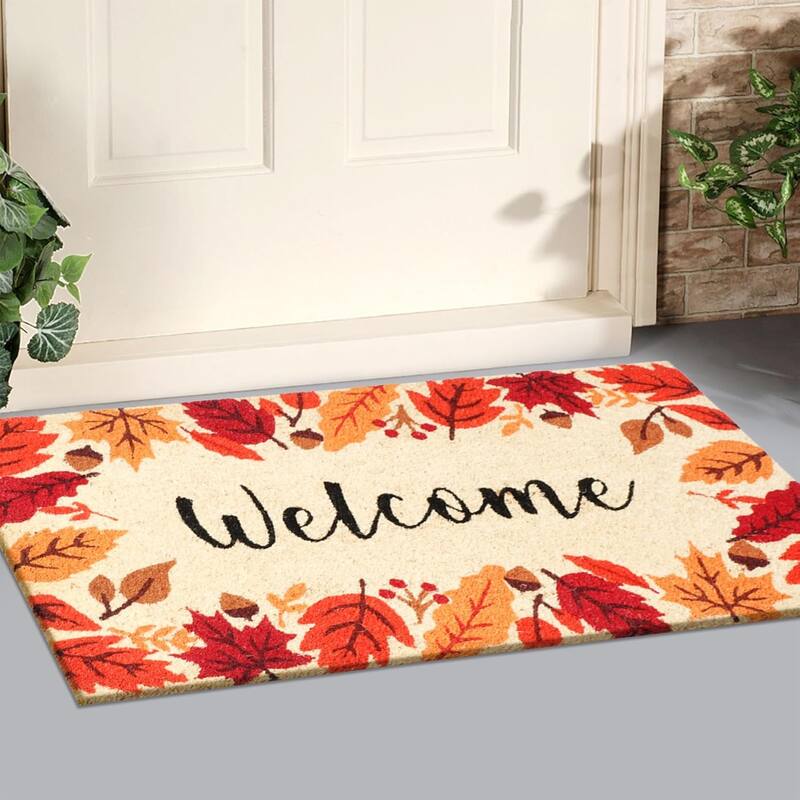 A1HC Natural Coco Coir Door Mat with Heavy Duty Non-Slip PVC Backing - 18" x 30" - Easy to Clean